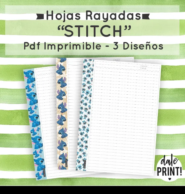 HOJAS RAYADAS CON DISEÑO - PACK STITCH - PDF IMPRIMIBLE - Dale Print