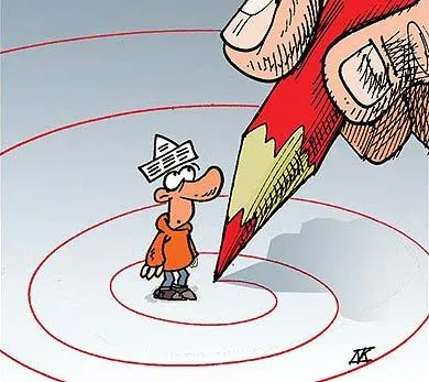 ... que este hombre sea feliz, joder!» o la caricatura de un periodista