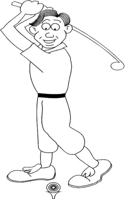 Hombre jugando Golf para colorear | Dibujos para Colorear Gratis