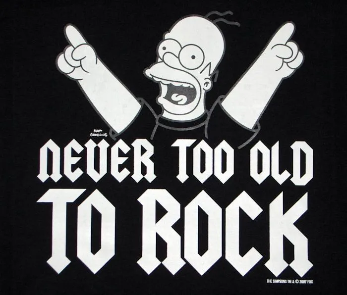 Homer Simpson - Never too Old to Rock - Black T-