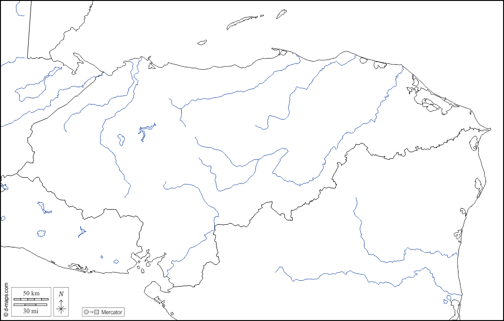 Honduras: Mapa gratuito, mapa mudo gratuito, mapa en blanco ...