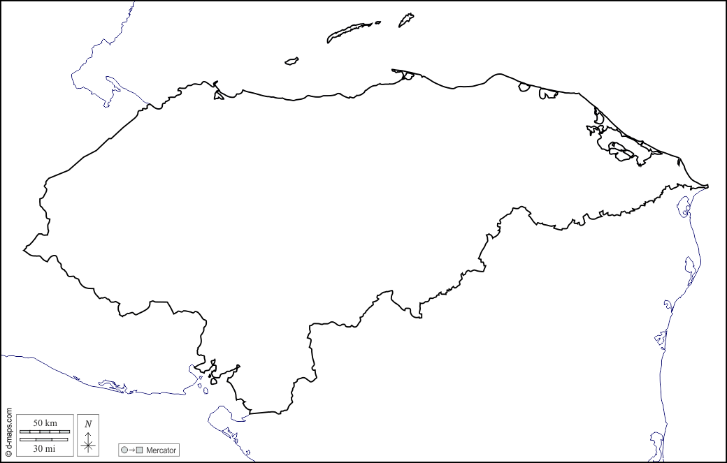 Honduras: Mapa gratuito, mapa mudo gratuito, mapa en blanco ...