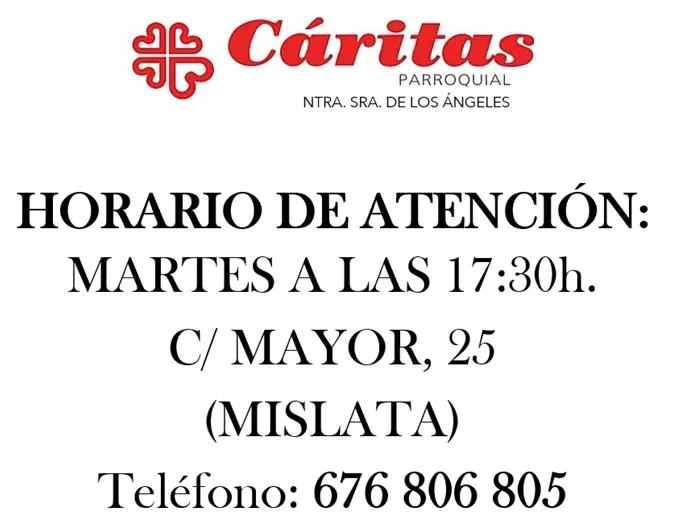 horario Caritas Parroquial NS Angeles Mislata 2022-2023 | Parroquia Ntra.  Sra. Ángeles