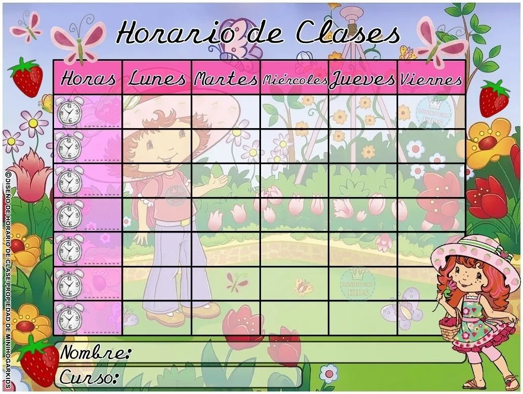 Horario de clases para niñas bonitos - Imagui