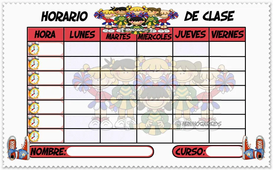 Horario para niñas - Imagui