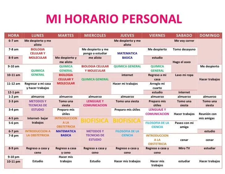 Mi horario personal