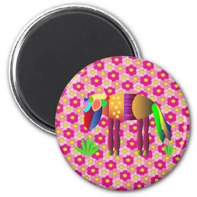 Horses: Pinata Pony in the flowers field Fridge Magnets - Zazzle.
