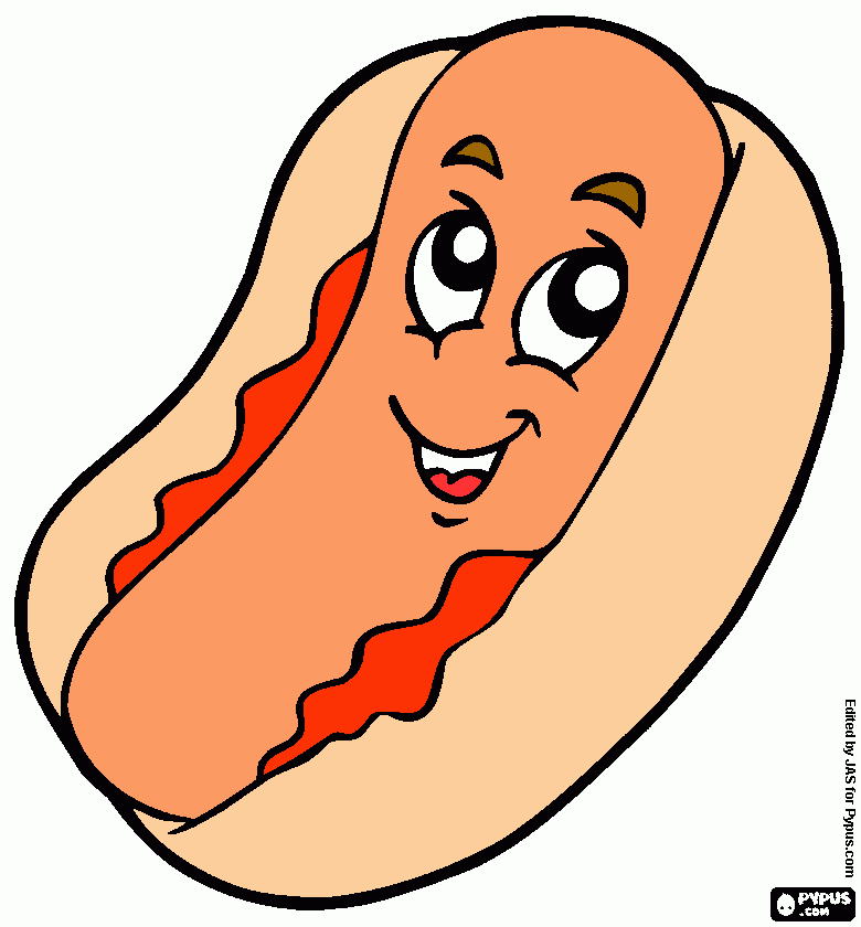 hot dog para colorear, hot dog para imprimir