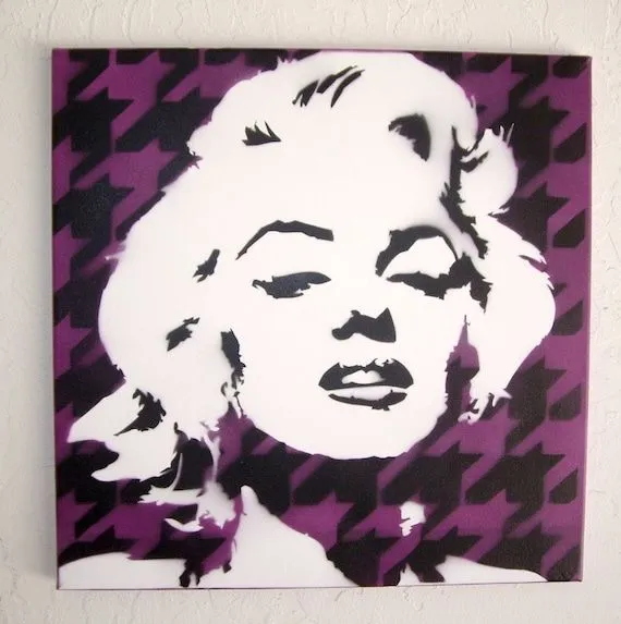 Houndstooth Marilyn Monroe Stencil Painting on Canvas by valgunz