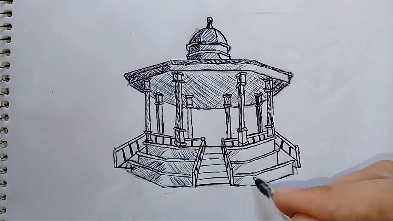 How to draw a kiosk - YouTube