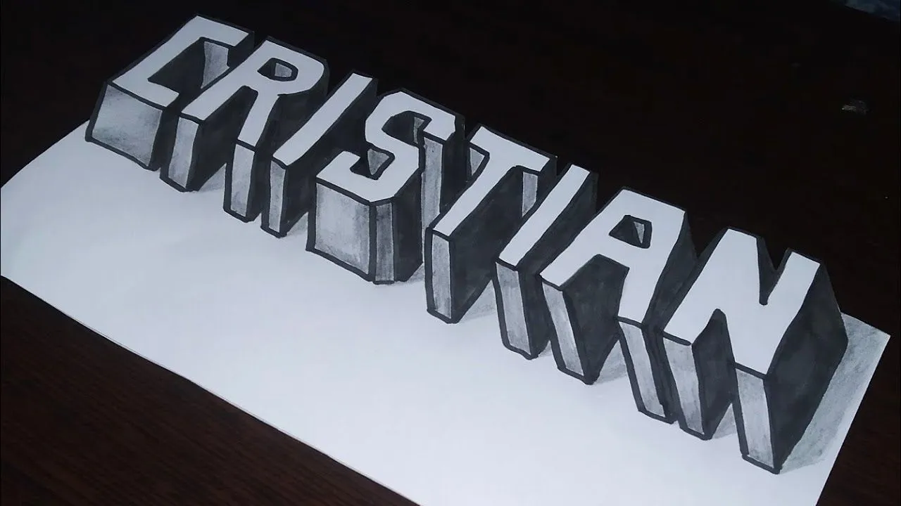 How to draw names in 3D CRISTIAN, Drawing 3d letters step by step easy -  YouTube