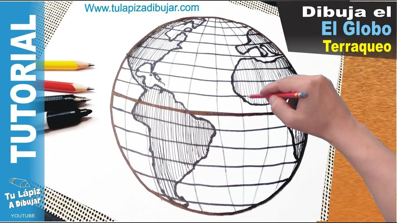 How to DRAW the PLANET EARTH easy step by step - GLOBE TERRAQUEO, el Mundo  - YouTube