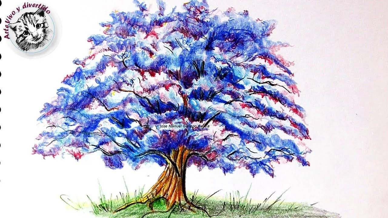 How to Draw a Tree with Colored Pencils - YouTube