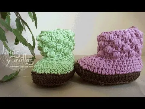 Como hacer unas botitas de bebé de ganchillo - Crochet baby Booties
