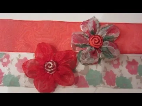 Como hacer flores de liston de organza paso a paso - Imagui