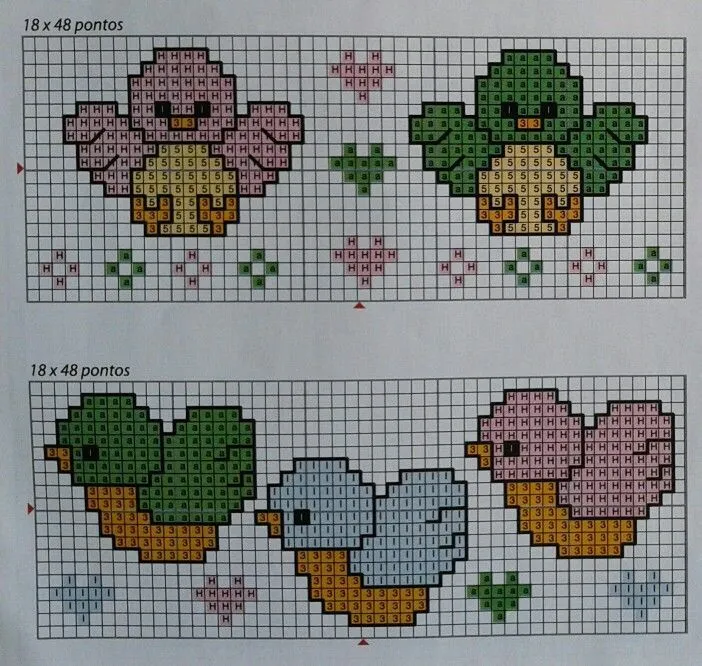 http://www.puntocruz.net/diseno-de-pollitos-en-punto-de-cruz.html | Ponto cruz infantil, Ponto cruz, Semaninha em ponto cruz