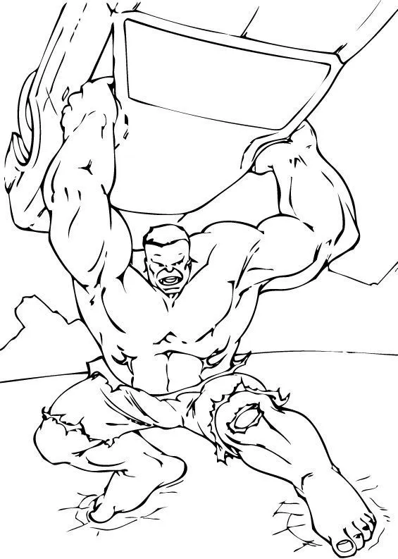 Hulk en plena acción - Hulk para colorear