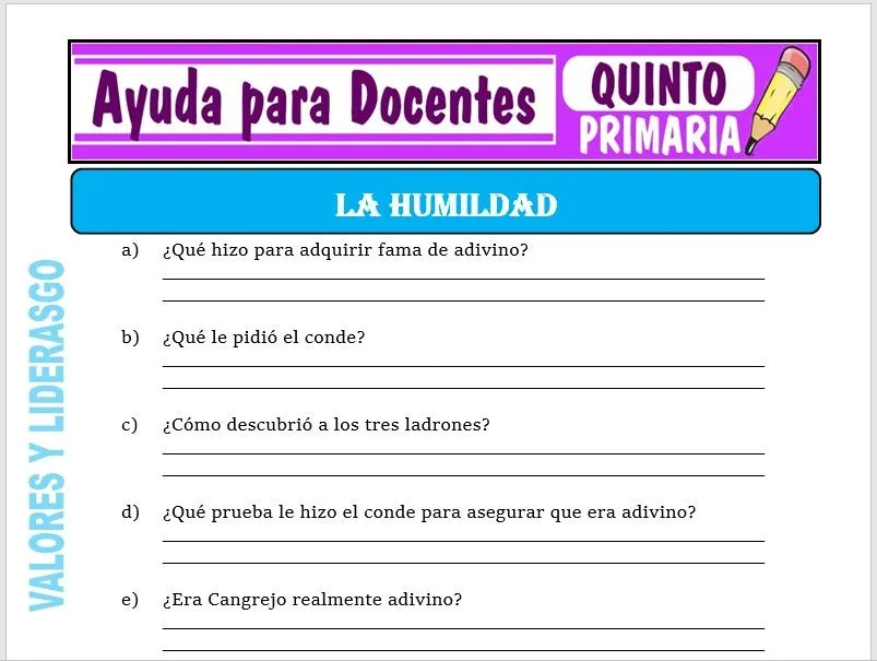 La Humildad para Quinto de Primaria – Ayuda para Docentes