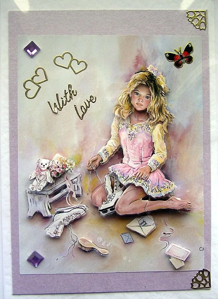 Ice Dreams Hand-Crafted 3D Decoupage Card - With Love (1419) on Luulla