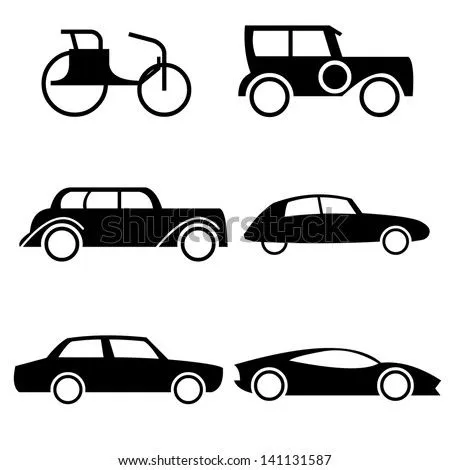 Icon Set Representing Evolution Of Cars Through History. Easy ...