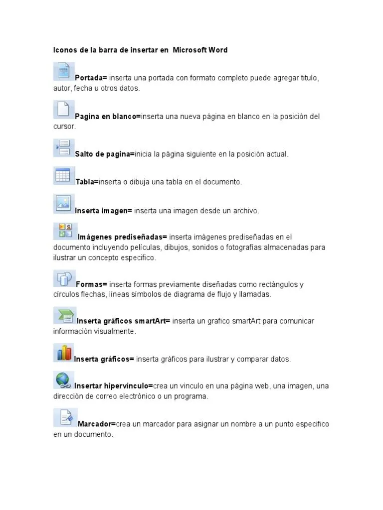 Iconos de La Barra de Insertar en Microsoft Word | PDF | Documento | Imagen