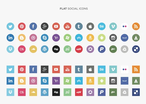 Iconos de las redes sociales estilo plano gratis | Kabytes