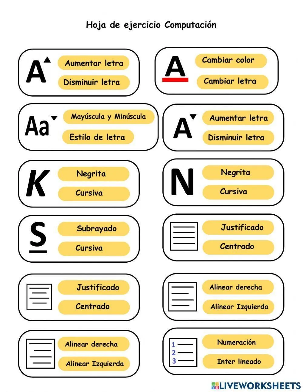 Iconos de Word online worksheet | Live Worksheets