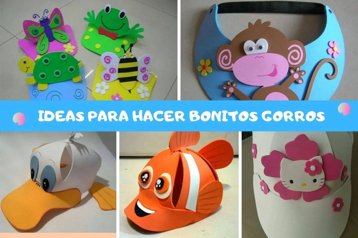 IDEAS para hacer bonitos GORROS de GOMA EVA