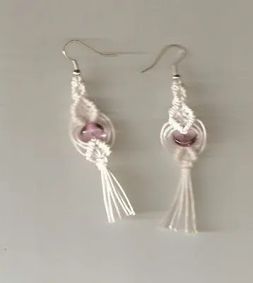 Ideas en Crochet: Aretes de macrame blancos