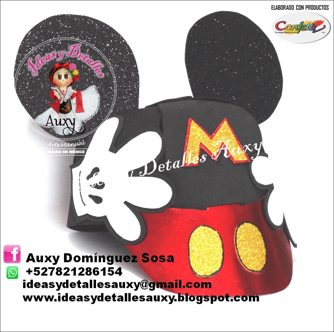 Ideas y Detalles Auxy: GORRA DE MICKEY MOUSE DE FOMI, FIESTA DE MICKEY MOUSE