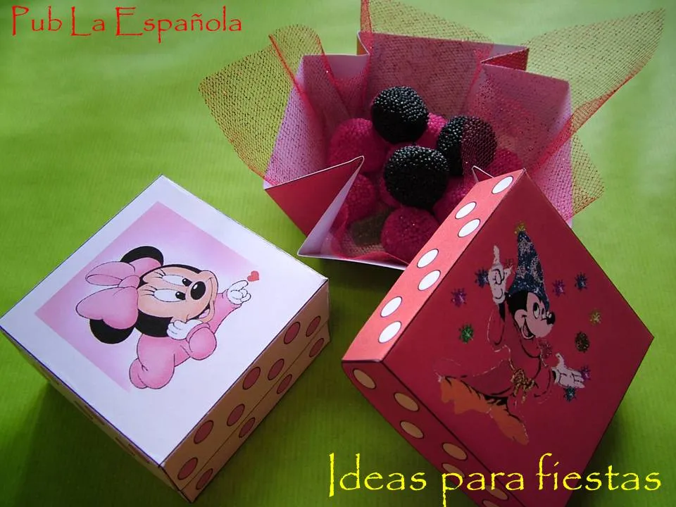 IDEAS PARA FIESTAS : Cajas de Mickey y Minnie. Plantillas gratis.