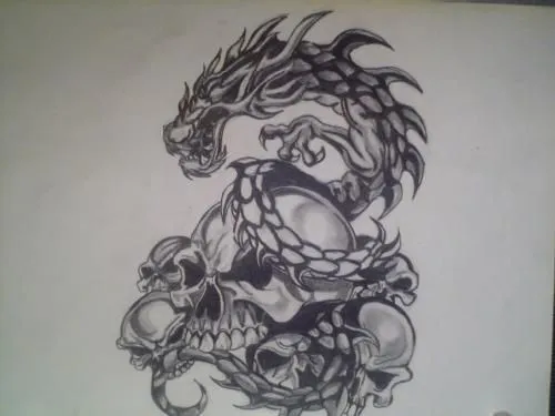 Ideas para tu tattoo: Calavera y dragón