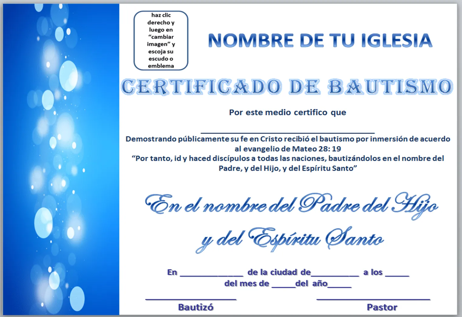 IGLESIA MAR ABIERTO: CERTIFICADOS DE BAUTISMO PARA DESCARGAR