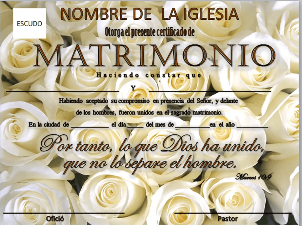 IGLESIA MAR ABIERTO: CERTIFICADOS DE MATRIMONIO PARA DESCARGAR GRATIS