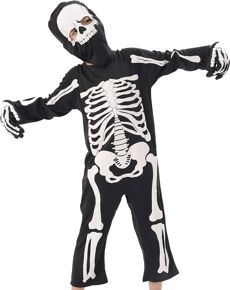 IKALI - Disfraz de esqueleto para niños, vestido de miedo de Halloween,  traje de calavera para fiesta de carnaval, Día Mundial del Libro 3-4T :  Amazon.com.mx: Juguetes y Juegos