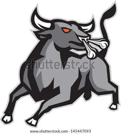 Illustration Of An Angry Raging Bull Facing Front Snorting Done In ...