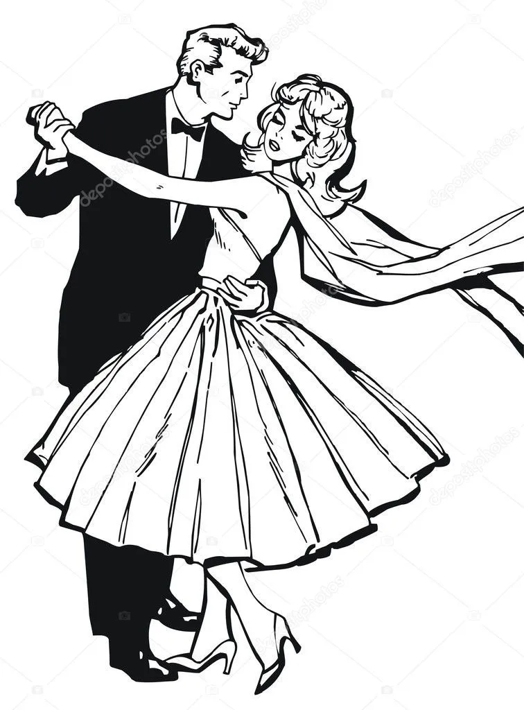 Illustration of a couple dancing, drawn with old comic style | Foto ...