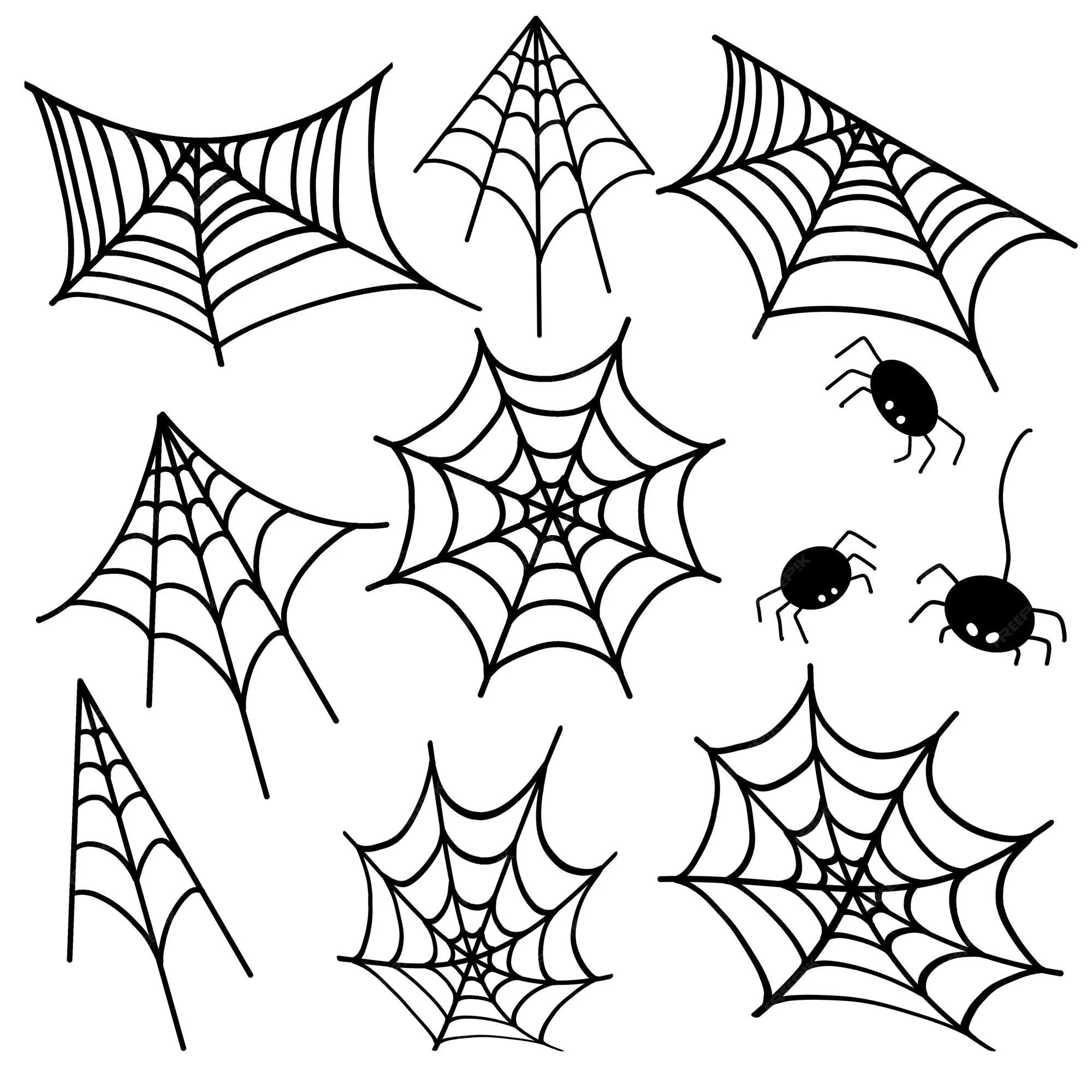 Ilustración 8 iconos de vector de tela de araña para imprimir ilustración  para arañas espeluznantes de halloween | Vector Premium