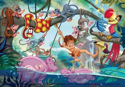 Ilustración infantil - Fondos de animación: El niño de la selva