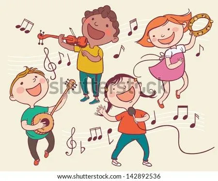 Ilustración De Niños Tocando Instrumentos Musicales. Ilustración ...
