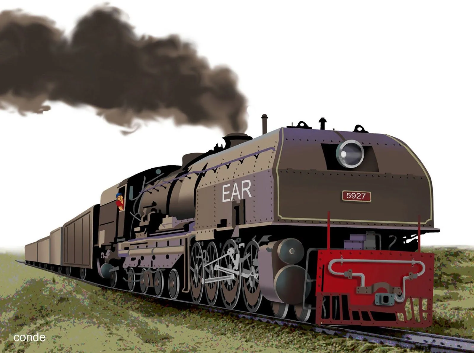 ILUSTRACIONES TRENES M. CONDE: LOCOMOTORA BEYER-