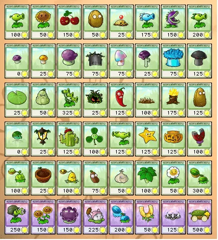 Image - All Plant Seed Packets.png - Plants vs. Zombies Wiki