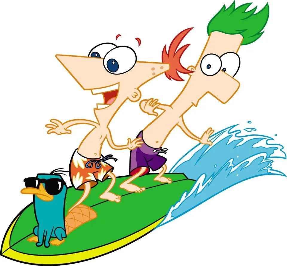 Image - Ferb, Perry and Phineas surfing.jpg - Phineas and Ferb ...