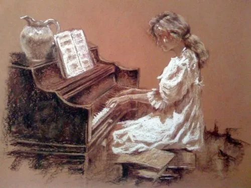 Imagen Chica tocando el piano - grupos.