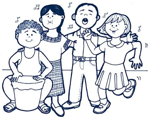 Imagen para colorear niños cantando - Imagui