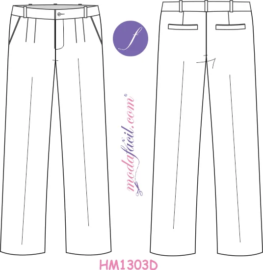 3 Imagen del dibujo técnico de los Moldes de Pantalones, Bermudas, Sacos y  Chaquetas Modelo HM1303D Pantalón Dockers - Khakis Pants - Modafacil