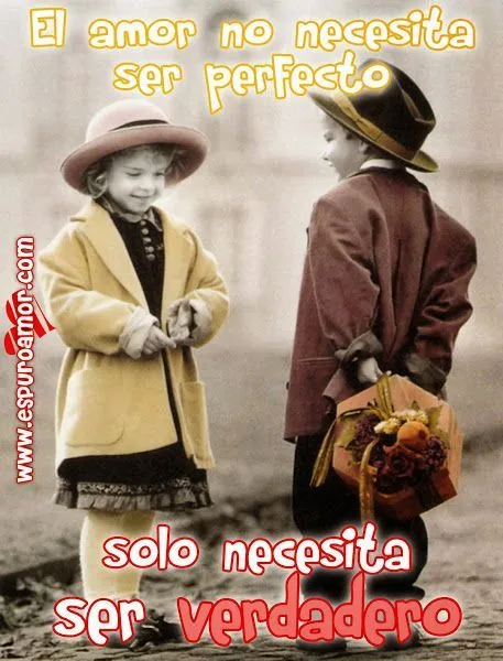 Imagen de pareja de niños enamorados con frase de amor para ...