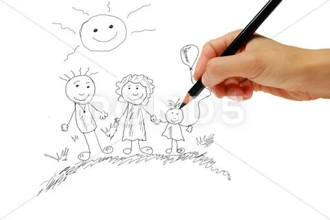 Imagen Vectorial de Mano Dibujando Una Familia Feliz | Gráficos e ...