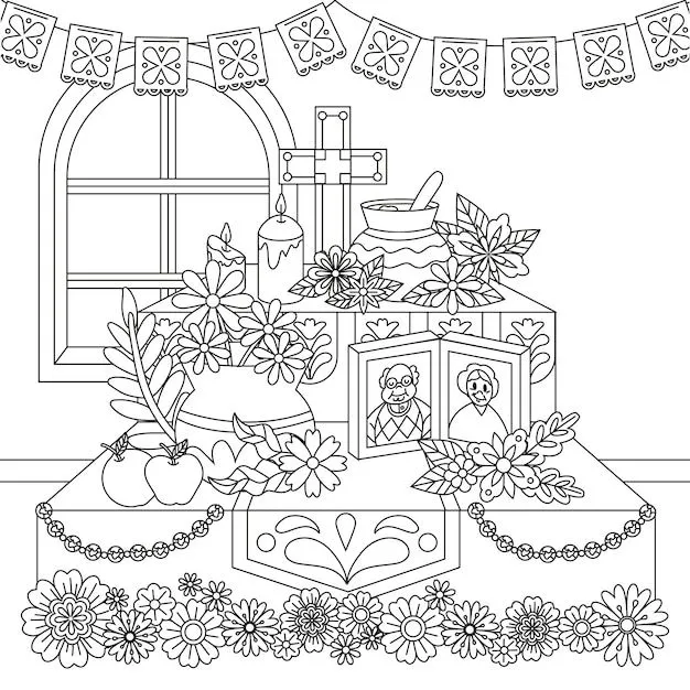 Imágenes de Altar De Muertos Colorear - Descarga gratuita en Freepik