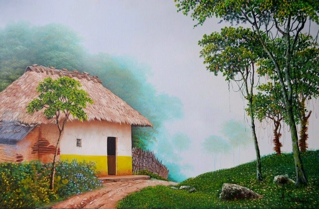 Paisajes y Bodegones: Paisajes con Casas del Campo, Pinturas Óleo ...